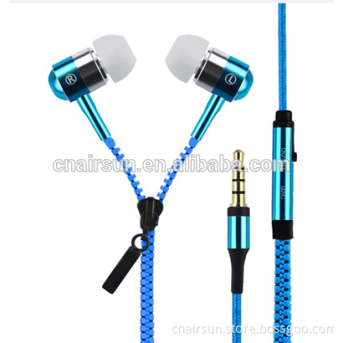 High Quality Zipper Earphone with Mic
